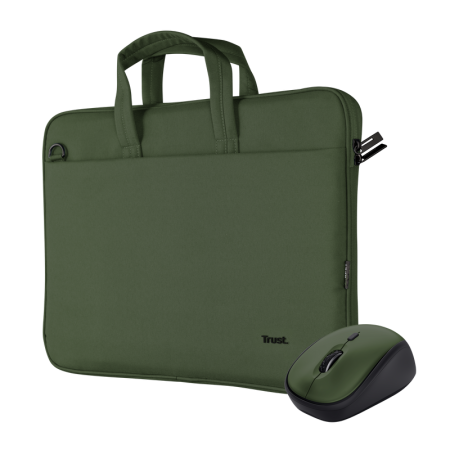 Kit Geanta de laptop Trust Bologna pentru laptop-uri cu diagonala de pana la 16", mouse Trust wireless, verde TRUST - 1
